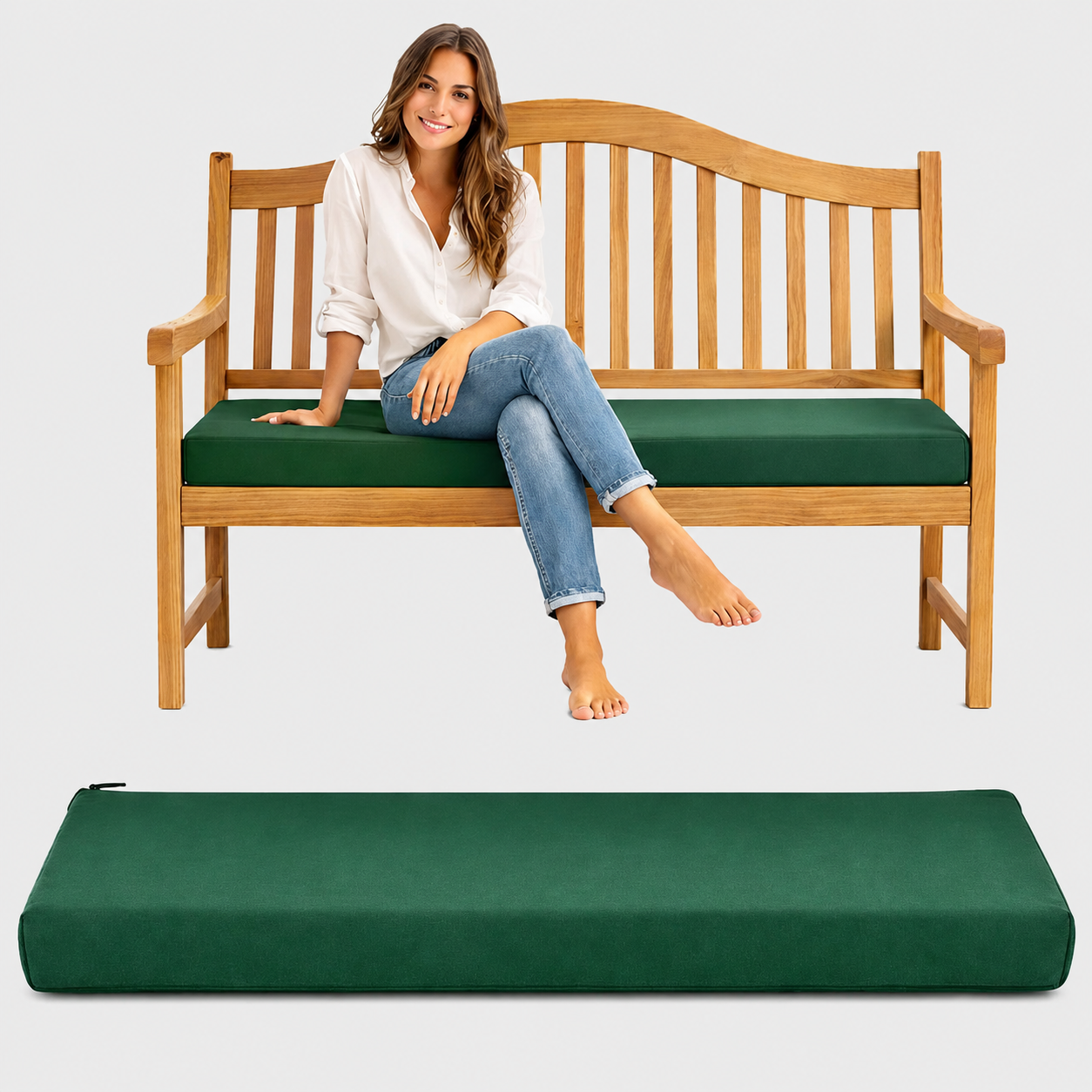 3s-bg1 2 Seater Garden Bench Cushion (108x45x6 cm) – Waterproof Outdoor Seat Pad - Image 1