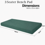 3 Seater Garden Bench Cushion (143x52x6 cm) – Waterproof Outdoor Seat Pad - Image 2