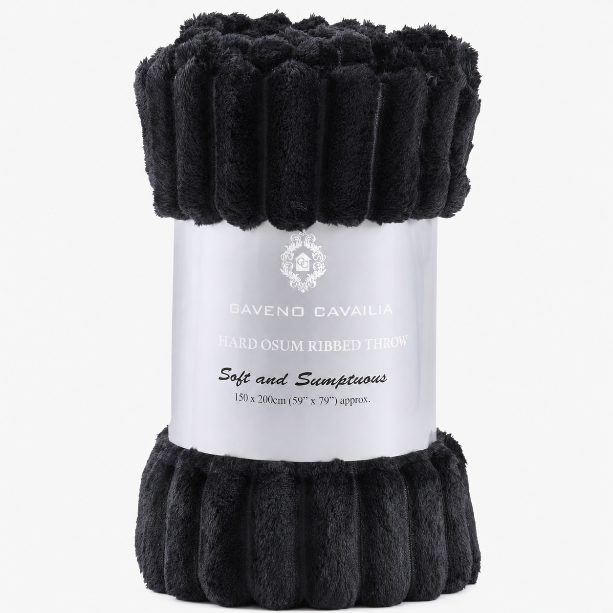 Chunky-Ribbed-Cord_Black_1 Luxury Chunky Ribbed Cord Fleece Throw – Ultra Soft Plush Blanket - Image 1