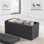 Ribbed Upholstered Storage Ottoman Bench with Lid – Foldable Multi-Use Chest & Seat - Image 2
