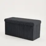 Ribbed Upholstered Storage Ottoman Bench with Lid – Foldable Multi-Use Chest & Seat - Image 3
