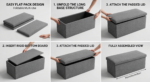 Ribbed Upholstered Storage Ottoman Bench with Lid – Foldable Multi-Use Chest & Seat - Image 7