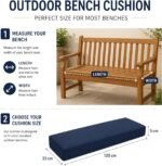 Water Resistant Garden Bench Cushion 120×33×5 cm – Thick Outdoor Seat Pad for 2 Seater Patio Bench, Rattan Sofa & Swing Sea - Image 2